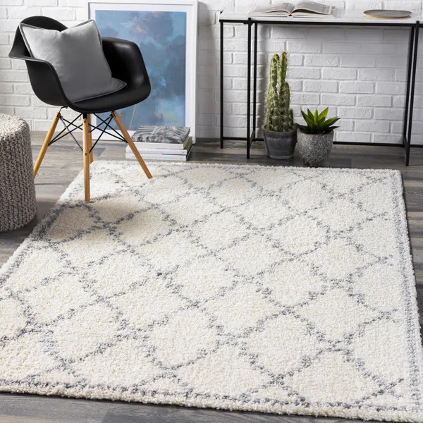 Bobrow Power Loom Performance White/Gray Rug | Wayfair North America