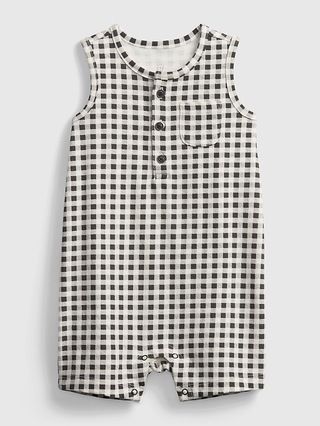 Baby 100% Organic Cotton Gingham Print Shorty One-Piece | Gap (US)