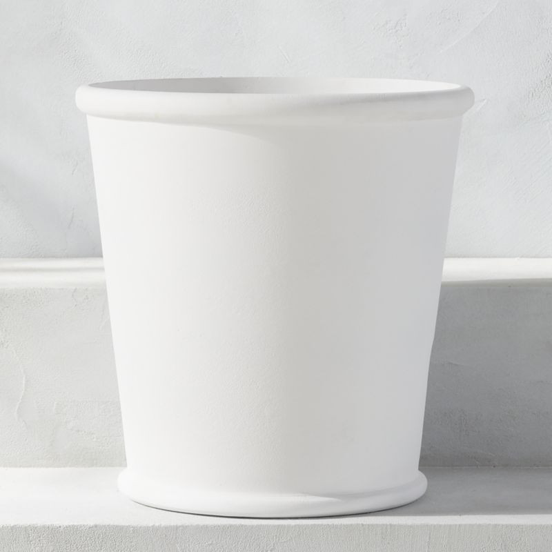 Coulee Modern Round White Metal Outdoor Planter Small | CB2 | CB2