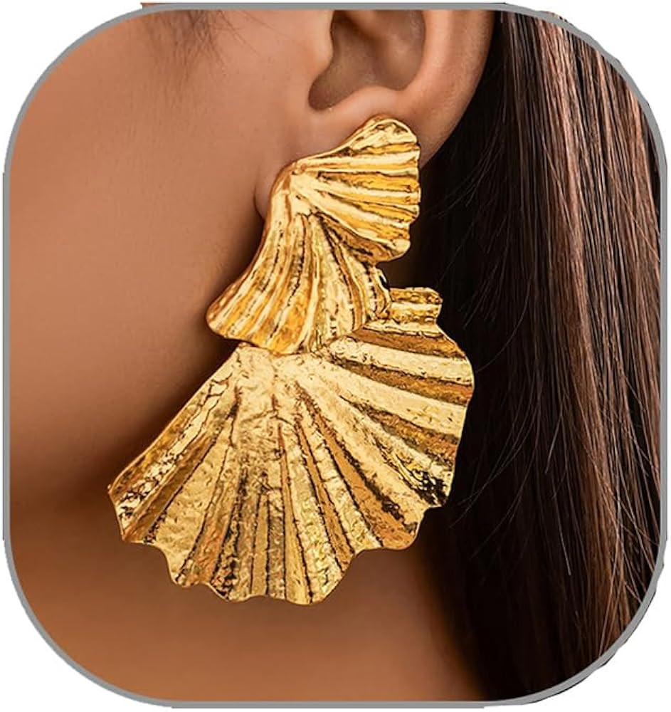 Chunky Gold Geometric Statement Earrings - Big, Large Gold Earrings for Women - Prom Jewelry | Amazon (US)