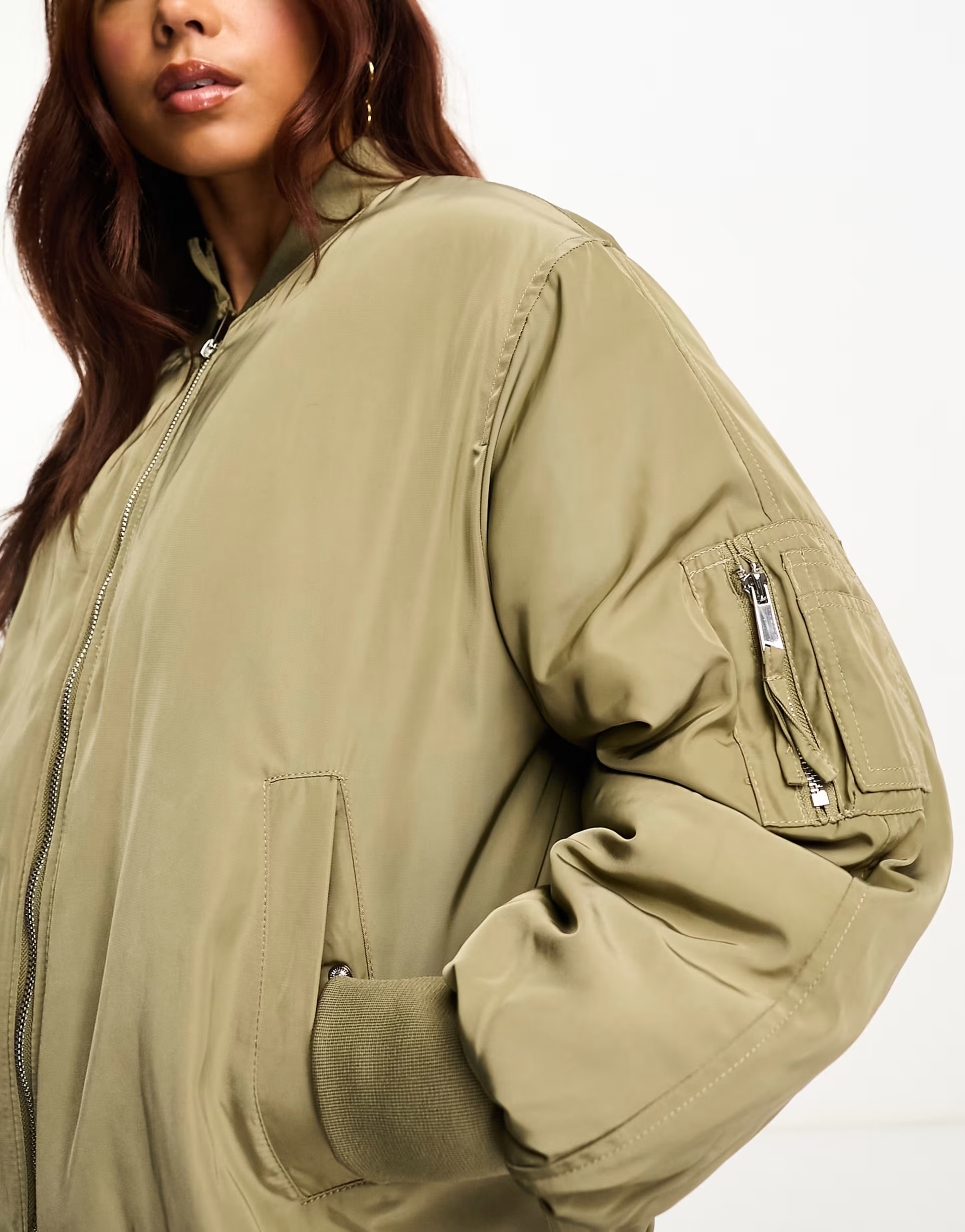 Pimkie oversized bomber jacket in moss green | ASOS (Global)