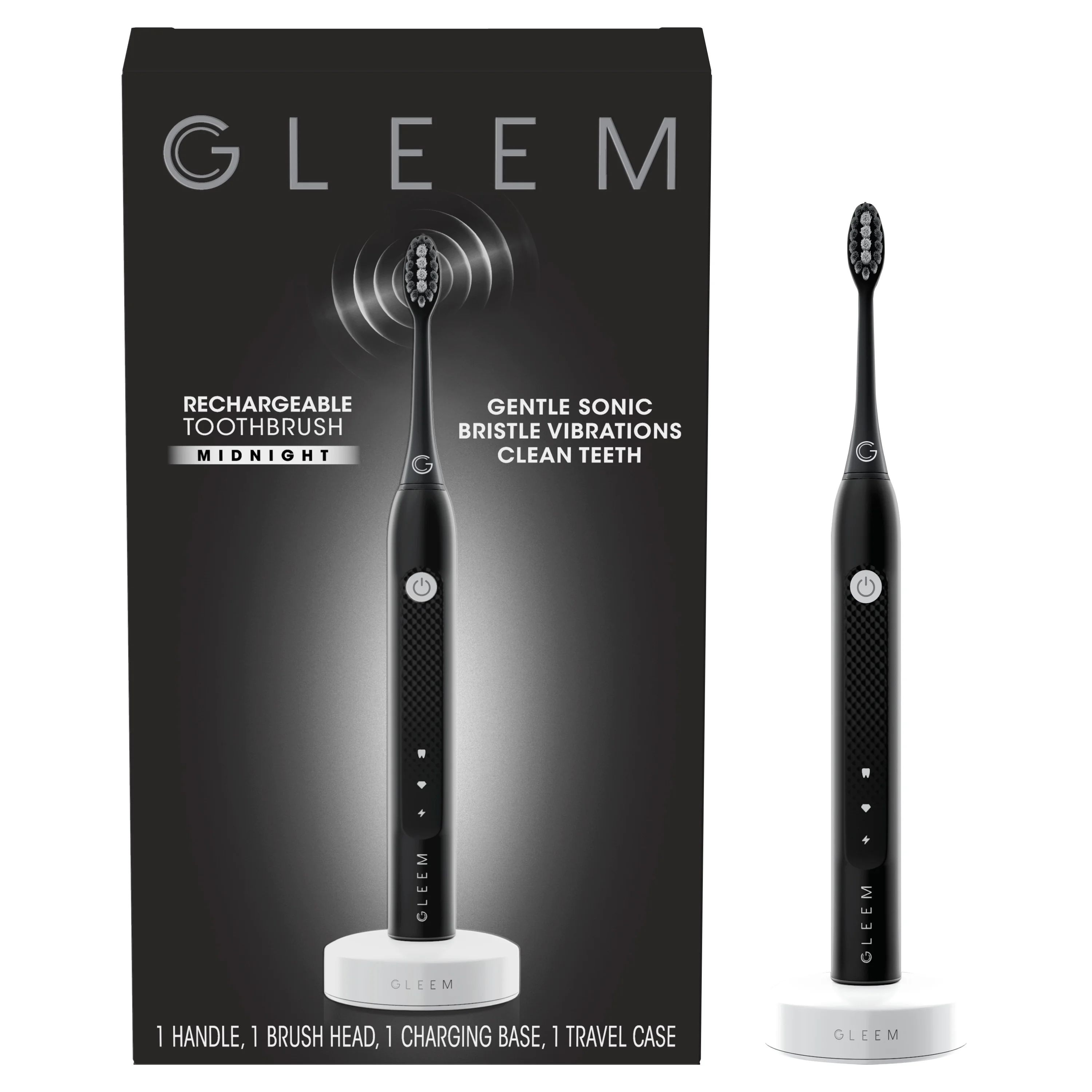 Gleem Rechargeable Electric Toothbrush, Soft, Midnight Black, 1 Ct - Walmart.com | Walmart (US)