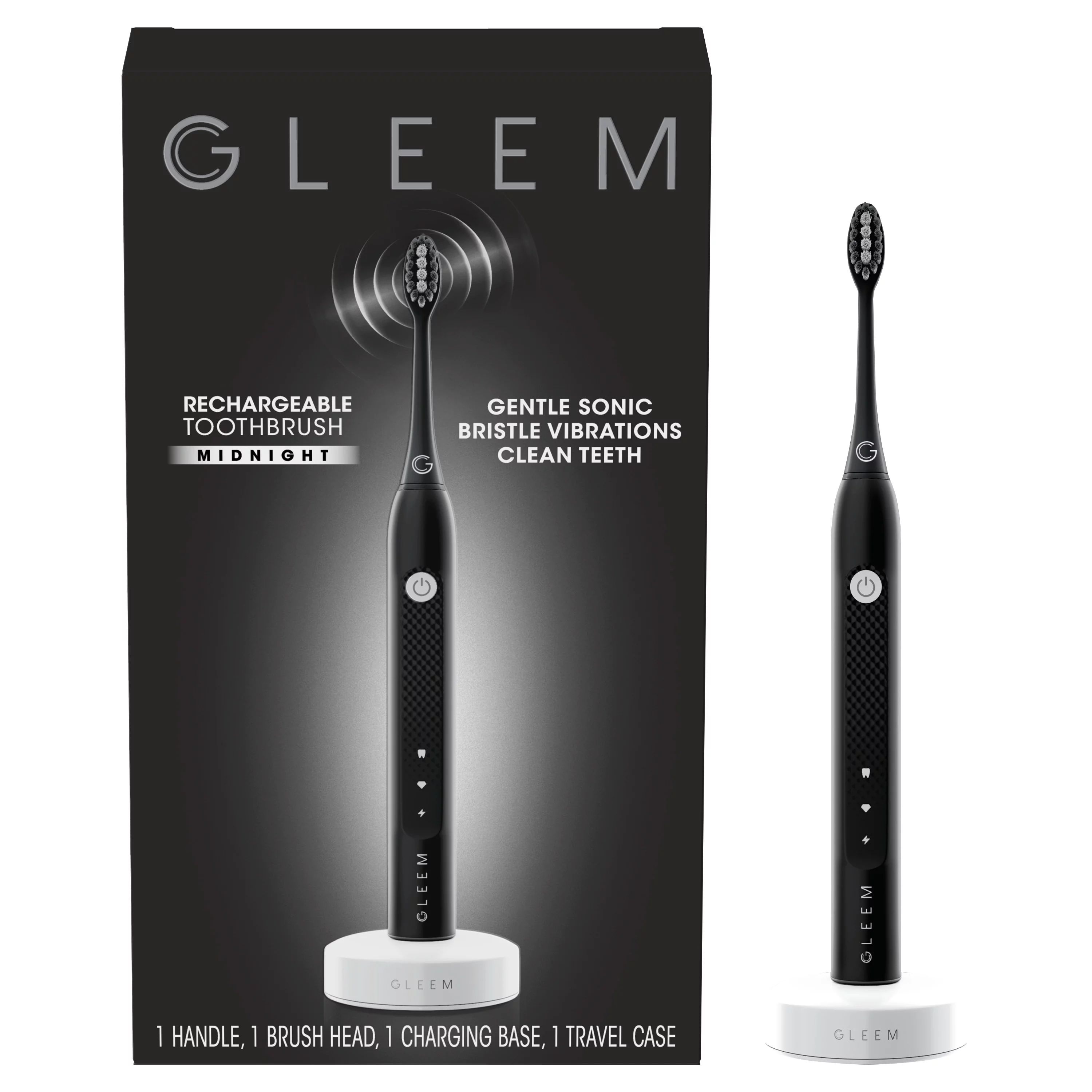Gleem Rechargeable Electric Toothbrush, Soft, Midnight Black, 1 Ct | Walmart (US)