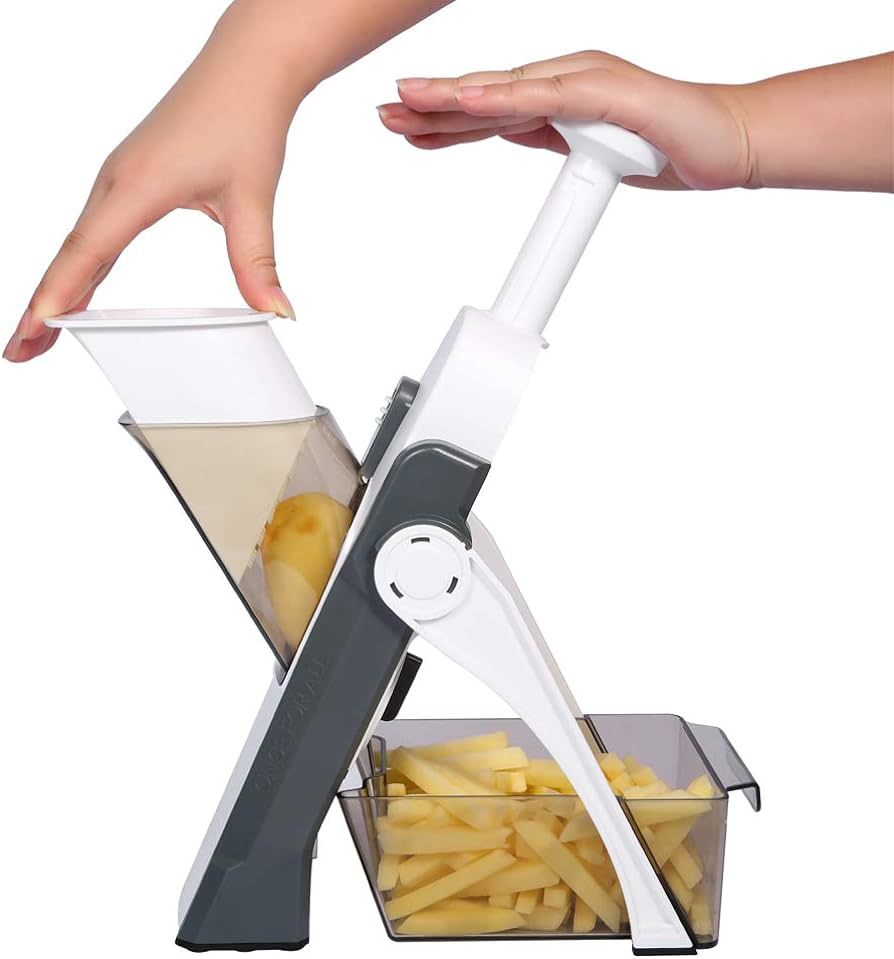 ONCE FOR ALL Mandoline Vegetable Slicer Adjustable Thickness Potato Onion Chopper Safe Upright Di... | Amazon (US)
