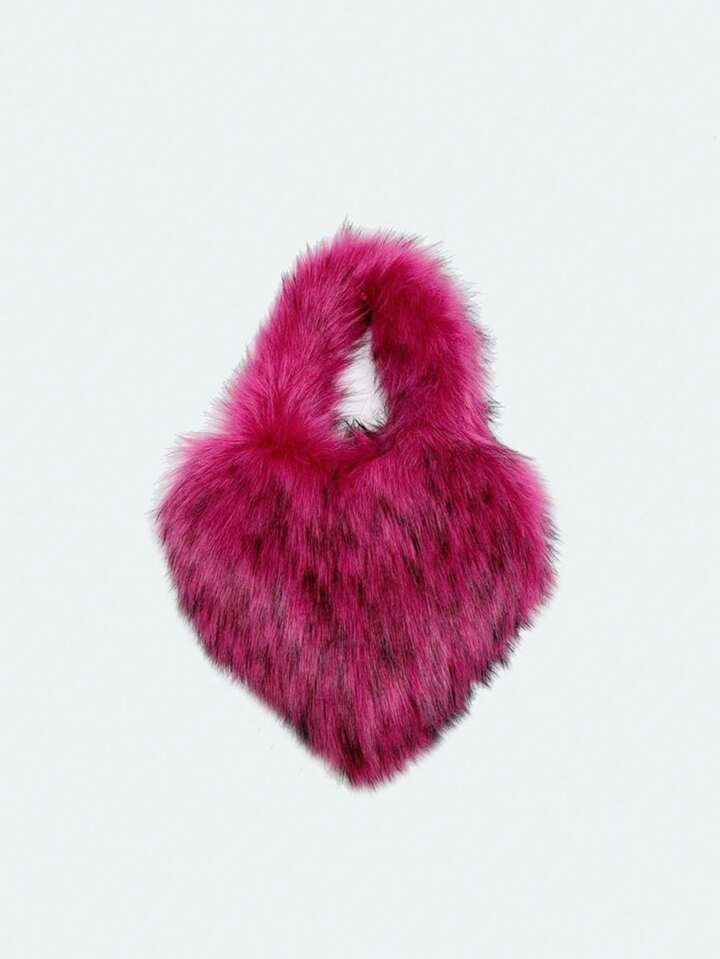 Small raccoon-like handbag fluffy bag 2023 new love bag high-grade plush bag ladies solid color n... | SHEIN