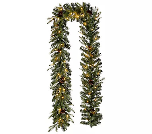 Glitzhome Pre Lit Greenery Pinecone Christmas Garland W/Lights - QVC.com | QVC
