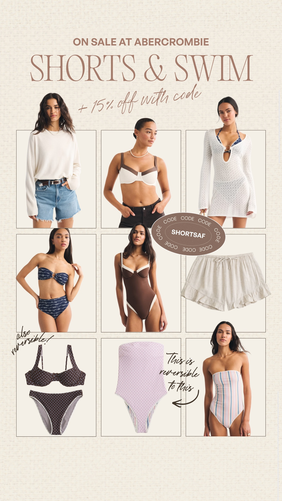 @abercrombie  sale!! Code ‘SHORTSAF’ will get you an extra 15% off 

#LTKSaleAlert #LTKootd #LTKSwim
