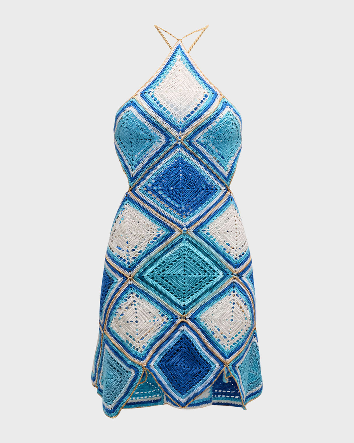 Hand-Crochet Diamond Pattern Tiered Mini Dress | Shop Simon