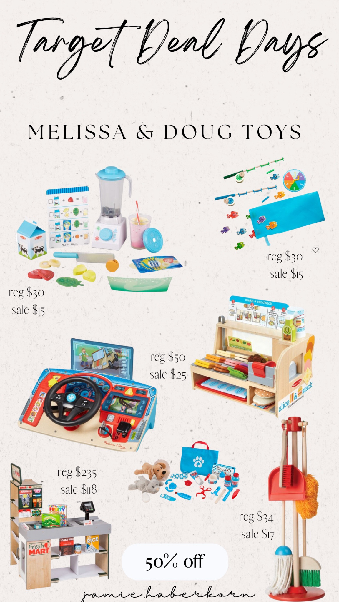 Target Deal Days - Melissa & Doug toys 50% off - lots under $20 

Perfect Christmas gifts for little ones!


#targetdealdays #melissa&doug #targettoys #toddlertoys #montessoritoys #play #toys 

#LTKkids #LTKfamily #LTKbaby