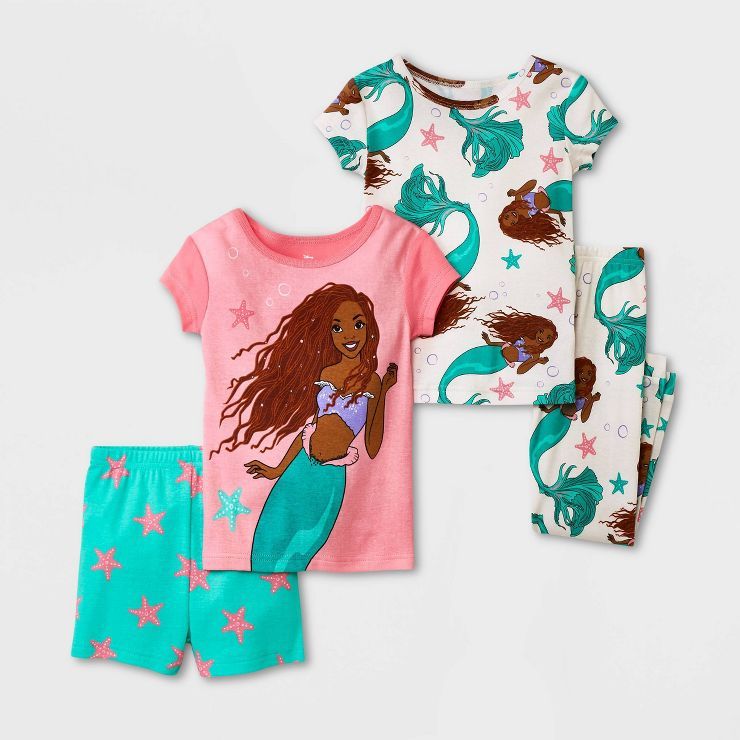 Toddler Girls' 4pc Disney Princess The Little Mermaid Pajama Set - Pink | Target