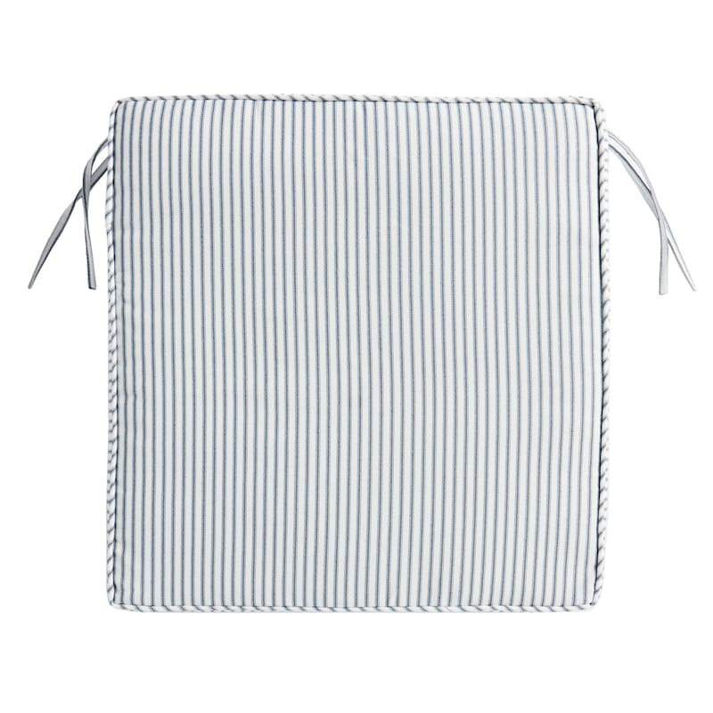 Navy Ticking Striped Gusseted Outdoor Deep Seat Cushion | At Home