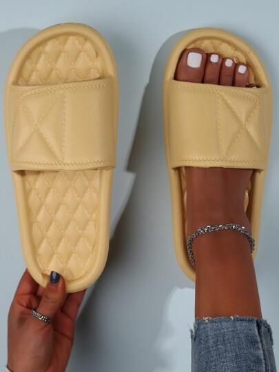 Open Toe Textured Slides | SHEIN