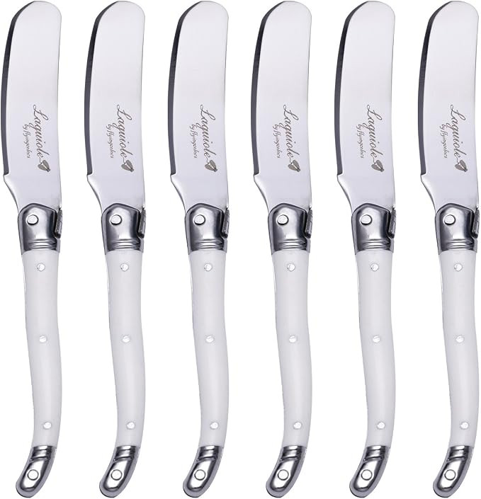 Laguiole By FlyingColors Cheese Knife Butter Spreaders Knife Set. Stainless Steel, White Color Ha... | Amazon (US)