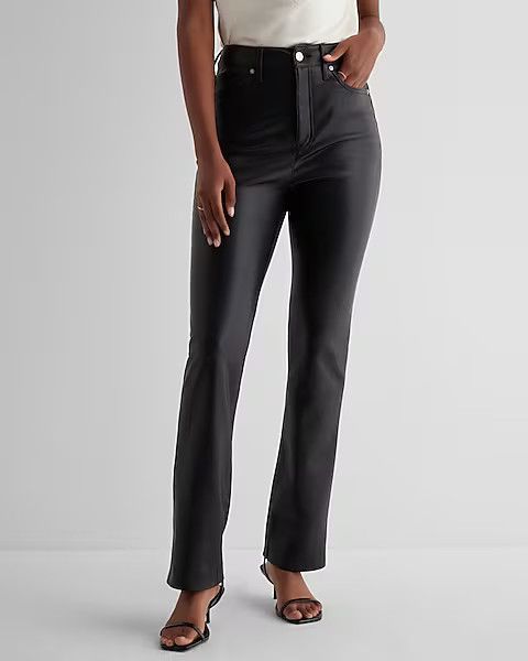 Super High Waisted Faux Leather '90s Slim Pant | Express