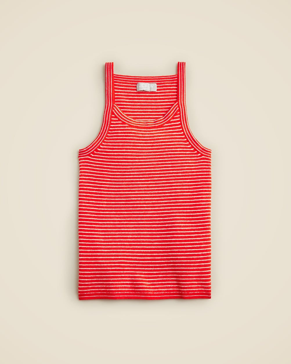 Featherweight cashmere ribbed tank top in stripe | J. Crew US