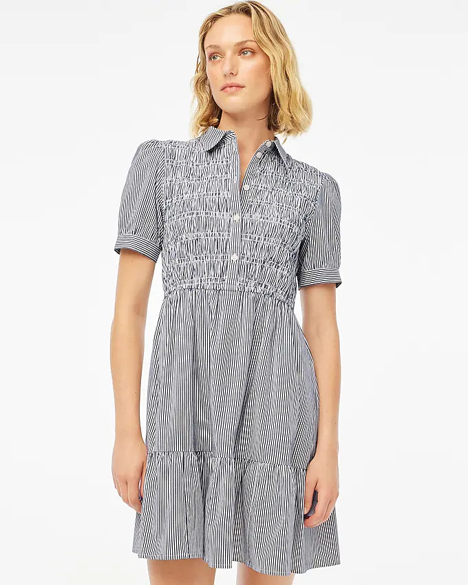 Striped smocked shirtdress | J.Crew Factory
