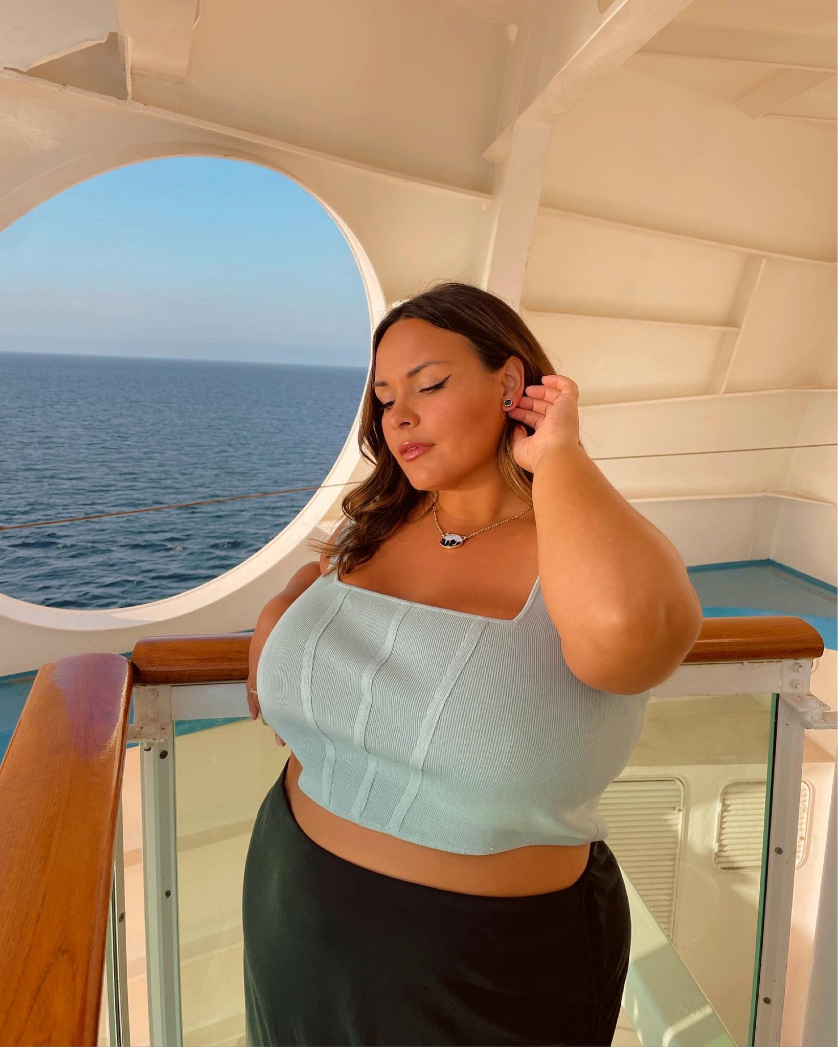Cruise Fit OTD!! 
Both Top & Skirt from Open Edit by Nordstrom . See skirt details below! 

The cinched skirt is soooo comfortable and not clingy. Honors my curves so perfectly!

This sweater corset tank has a little bit of structure to give it a nice shake but no actual vining so it’s not restricting at all! 

#LTKunder50 #LTKcurves #LTKstyletip
