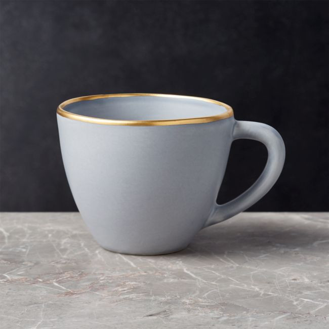 Addison Grey Gold Rim Mug | Crate & Barrel