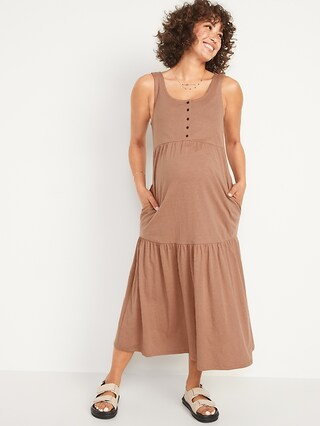 Maternity Sleeveless All-Day Tiered Maxi Dress | Old Navy (US)