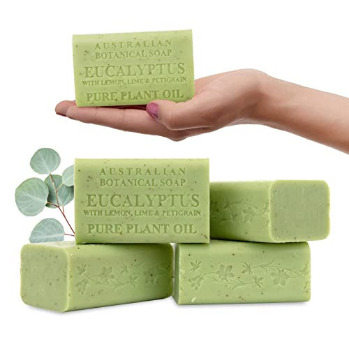 Australian Botanical Soap Eucalyptus with Lemon, Lime & Petitgrain – Triple Milled 6.6 oz Bar Soap with Shea Butter, Face Hand & Body Soap Bars, 4 Pack | Amazon (US)