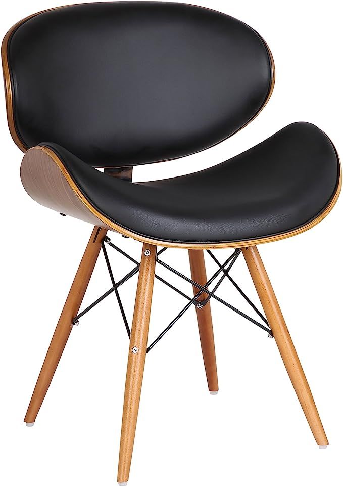 Armen Living Cassie Dining Chair in Black Faux Leather and Walnut Wood Finish | Amazon (US)