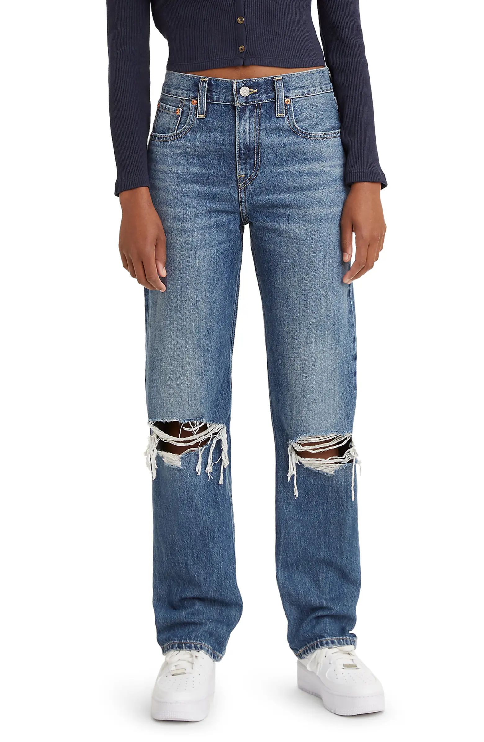 Low Pro Relaxed Ripped Straight Leg Jeans | Nordstrom Rack