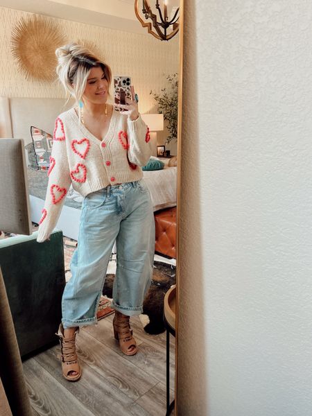 Today’s Outfit
Before Getting Dressed - Tank(old Vici they still have it in cream) Pants (Bumpsuit) 
Barrel Jeans- Free People
Sweater - Blue Halo Boutie
Shoes- Free Bird older style 
Earrings- Highway Hippie 