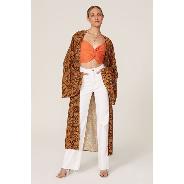 Kahindo Oxy Duster orange-print | Rent the Runway