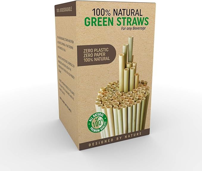 Organic 500 Straws 100% Natural Green Plant Drinking Straws 7" to 8" Biodegradable Straws Reusabl... | Amazon (US)