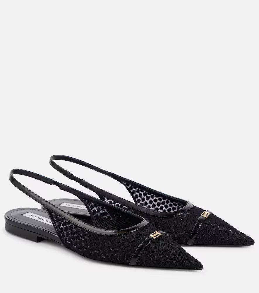 Victoria Beckham Leather-trimmed mesh slingback flats | Mytheresa (US/CA)