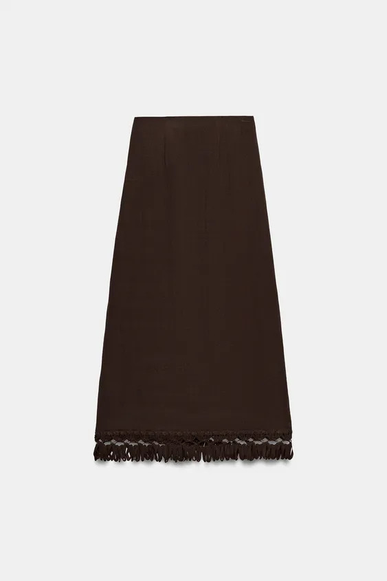 FRINGED PAREO MIDI SKIRT | Zara US