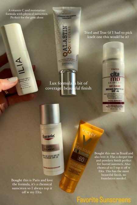 Favorite sunscreens and it’s uses. If I could choose only one it would be the Elta MD. Looks for physical formulas as they block the sun as opposed to chemical, however I love these two chemical ones and when I use them I top them off w the physical one. 

#LTKbeauty