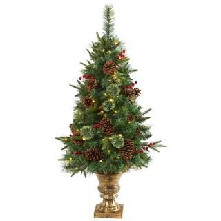 4ft. Pre-Lit Pine Artificial Christmas Tree with Pinecone & Berries, Clear LED Lights | Michaels Stores