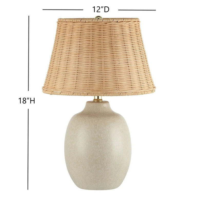 Better Homes & Gardens Cream Ceramic Table Lamp with Rattan Shade, 18 Inches | Walmart (US)