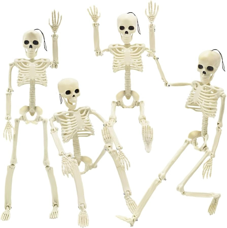 4 Packs Posable Halloween Skeleton, Full Body Skeleton Decoration Movable Posable Joints Skeleton... | Amazon (US)
