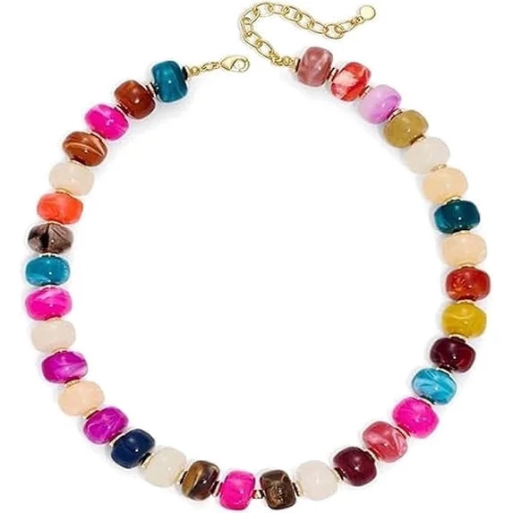 Beaded Necklace for Women Boho Resin Chunky Necklace for Women Minimalistic Modern Statement Neck... | Walmart (US)