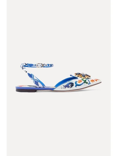 Embellished printed patent-leather point-toe flats | NET-A-PORTER (UK & EU)