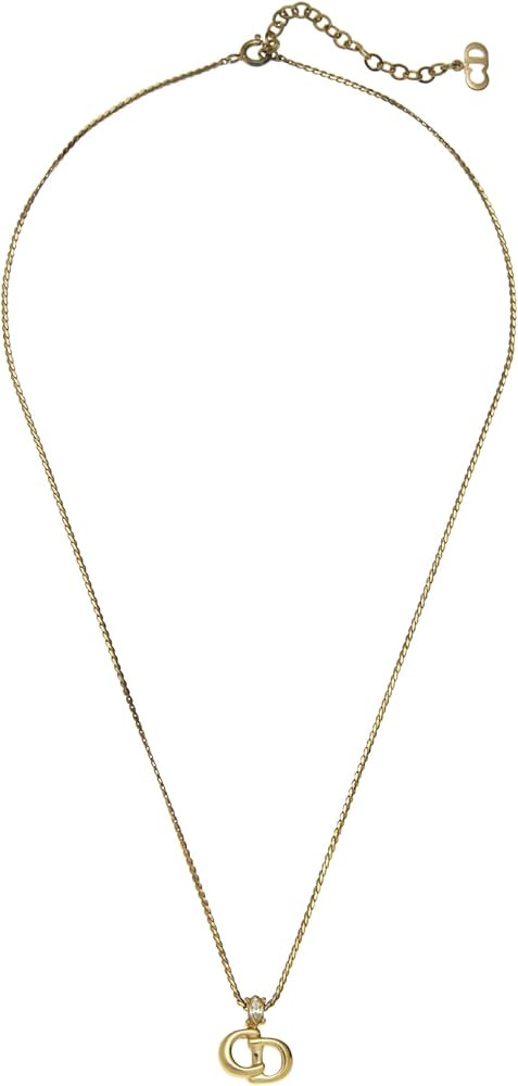 Pre-Loved Gold & Crystal 'CD' Necklace, Gold | Amazon (US)