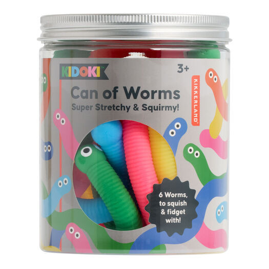 Kikkerland Kidoki Can of Worms Silicone Stretchy Toys 6 Piece by World Market | World Market
