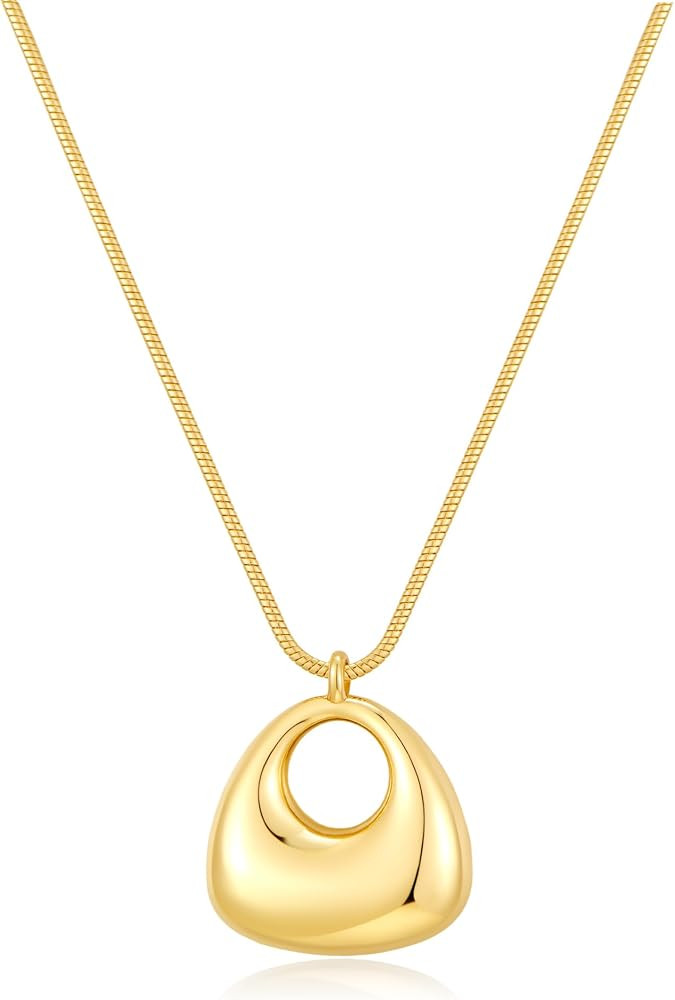 Chunky Pendant Necklace for Women 14K Gold Plated | Amazon (US)