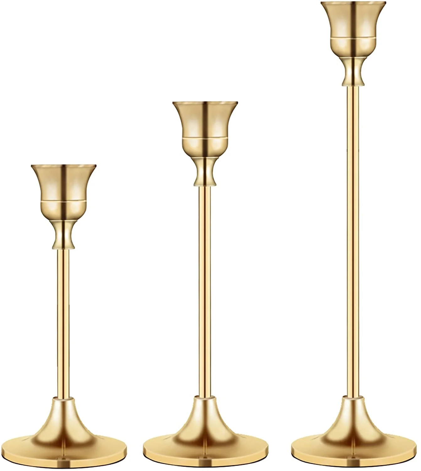 Candlestick Holders Taper Candle Holders, Brass Gold Candlestick Holder Set&nbsp;3 Pcs Candle Sti... | Walmart (US)