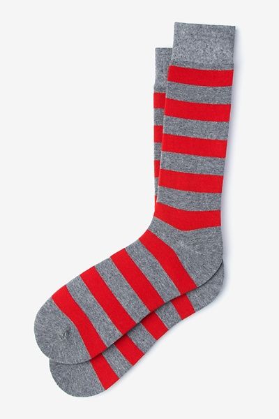 Heather Gray Carded Cotton Rugby Stripe Sock | Ties.com | Ties.com
