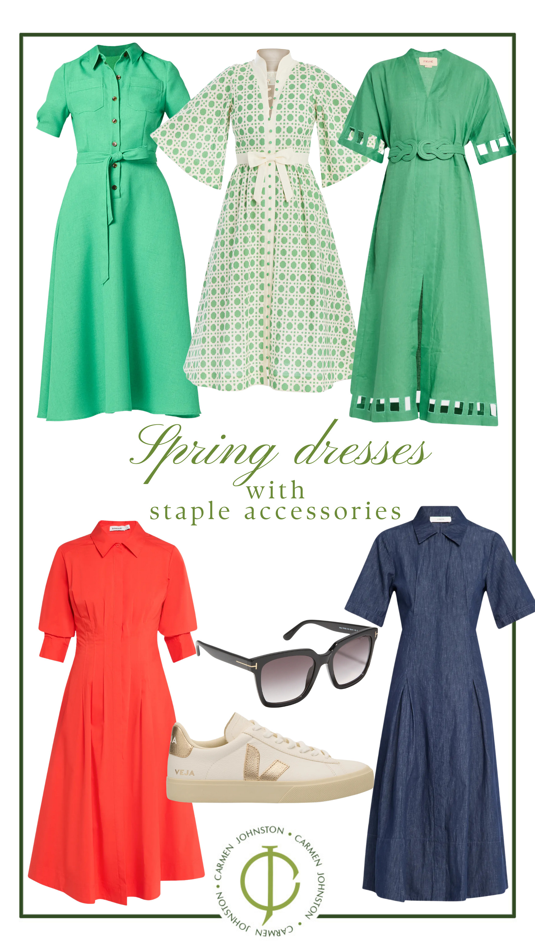 Fresh spring dresses with my go-to staple accessories for mixing and matching all season! #LTKspring #springdresses #closetstaples 

 #LTKSeasonal #LTKStyleTip