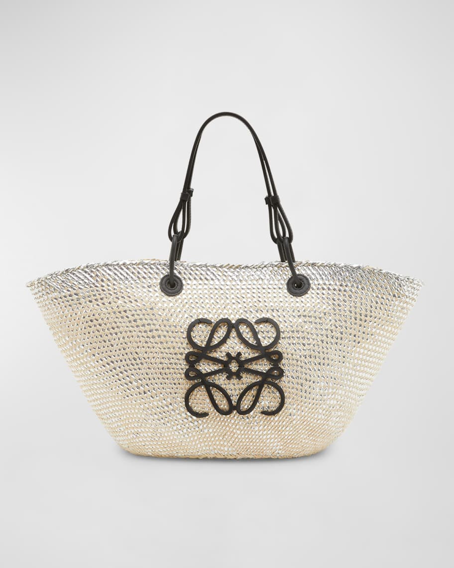Loewe x Paula&rsquo;s Ibiza Sparkling Metallic Anagram Basket Tote Bag | Neiman Marcus