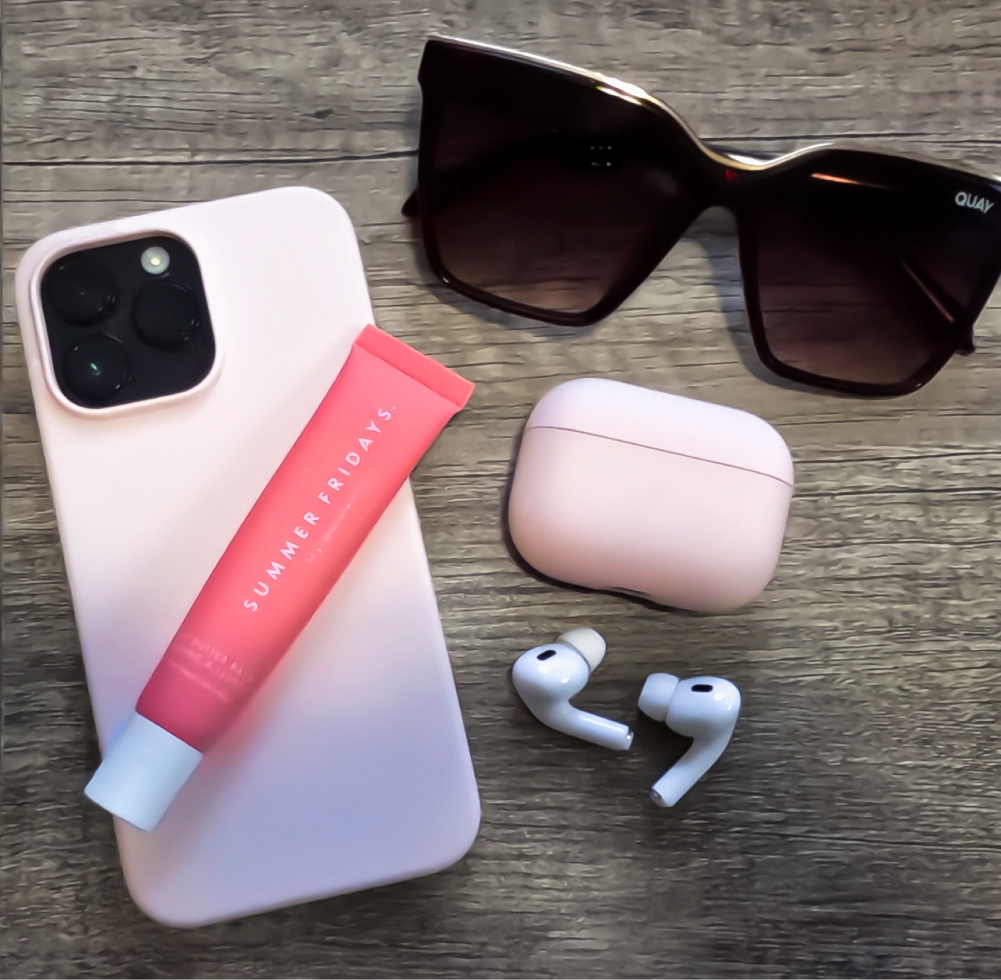 The essentials these days 😎💋🎧📱 I upgraded my AirPods after 8 years with my originals (and not getting much time out of a full charge). I am SO impressed with my new ones! I was able to change the earpieces to size small so they fit in my ears better and the noise cancellation and other adaptive settings are out of this world amazing! I snagged them on sale at Target and they’re actually on sale again right now!! 

#LTKsalealert #LTKbeauty #LTKtravel