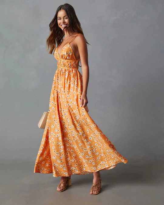 Kamila Braided Tie Floral Print Maxi Dress | VICI