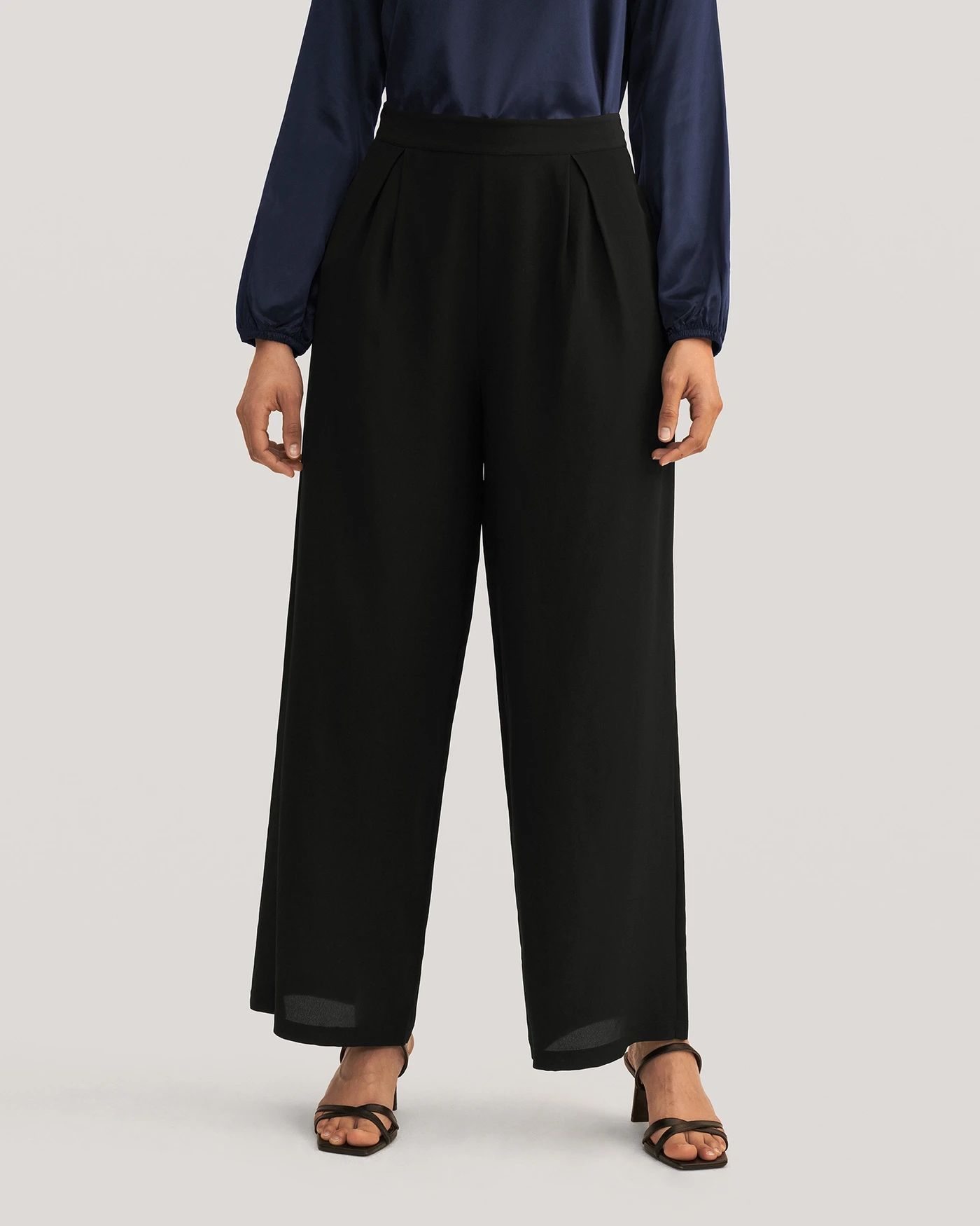 Smooth Silk Wide Leg Cropped Pants | LilySilk