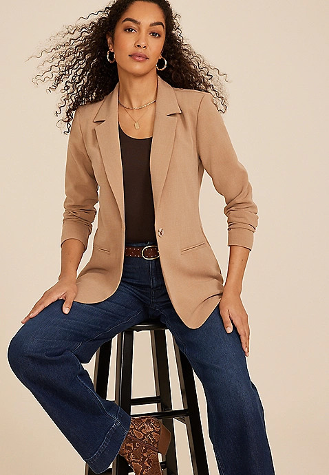 One Button Boyfriend Blazer | Maurices
