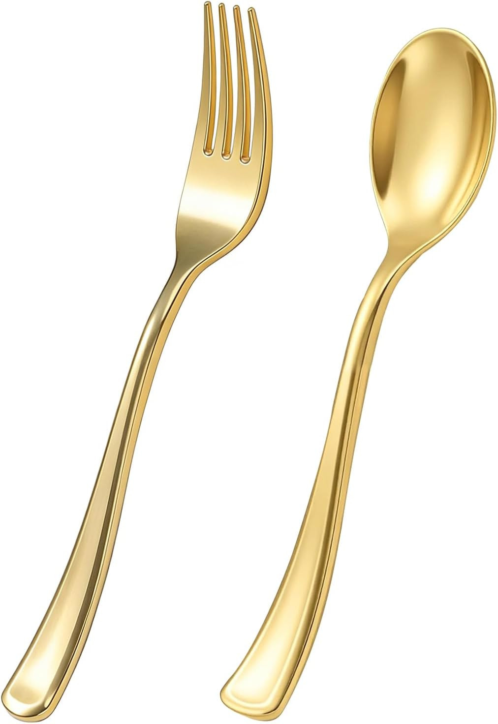 100 PCS Gold Plastic Silverware, Heavy Duty Plastic Cutlery | Amazon (US)