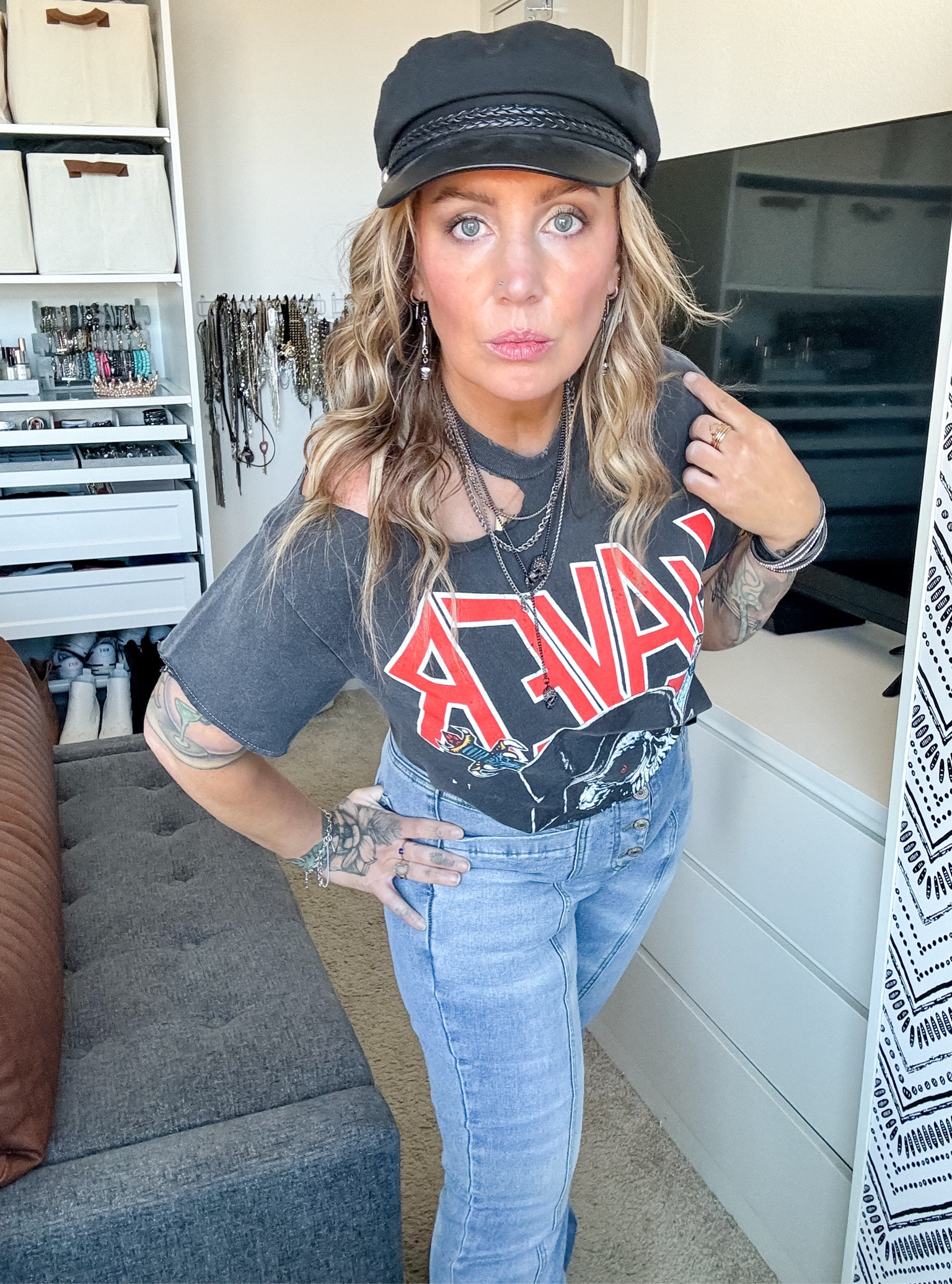 These flares are so good! Perfect for short girls plus they have stretch!! Style them with all your band tees, graphic tees, sweaters, dress them up, dress them down..they also come in multiple washes! I am in the 8 but can also do the 6! 

#LTKstyletip #LTKover40 #LTKfindsunder50